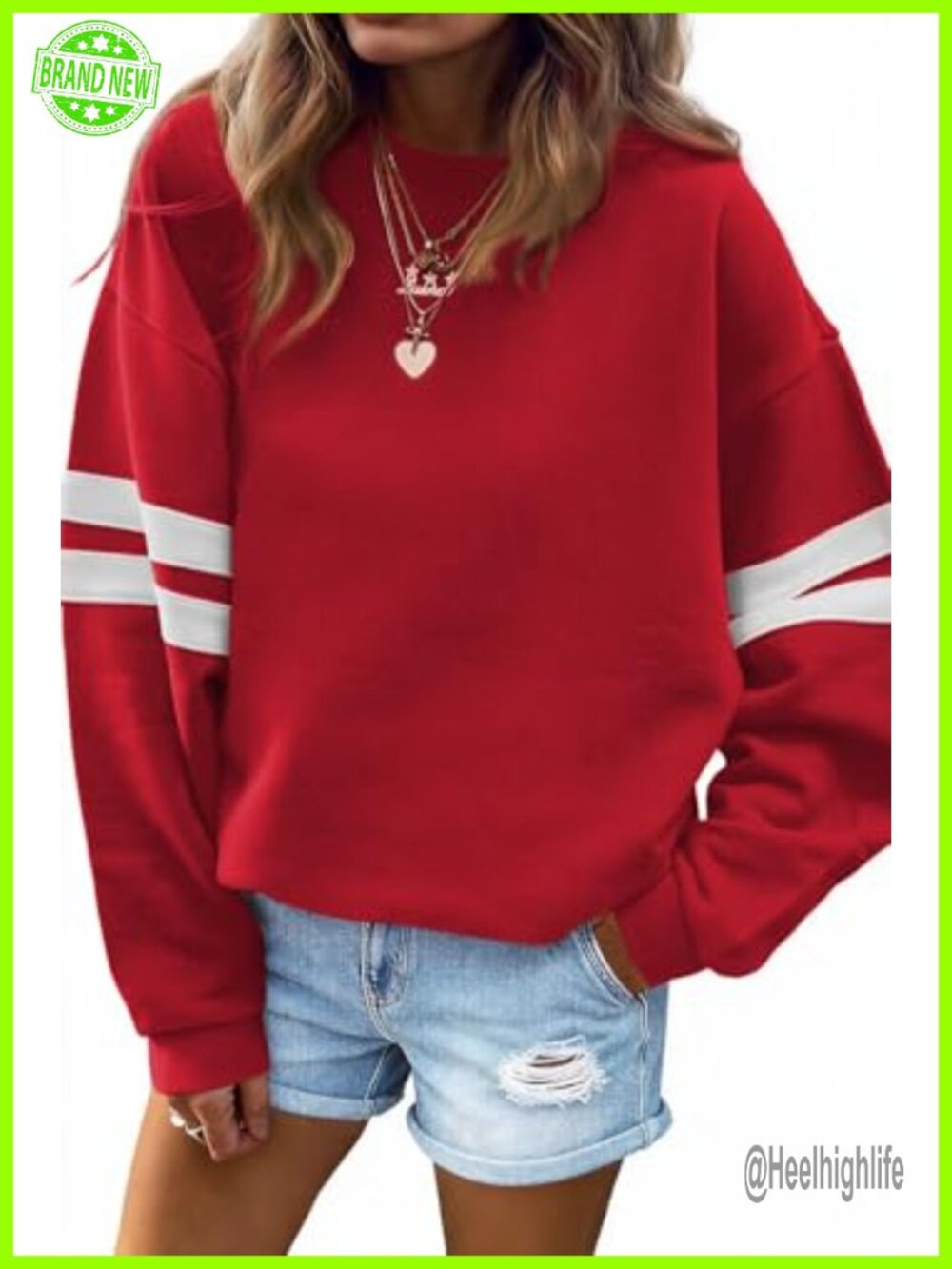 Oversized Striped Sweatshirt Women Pullover Crewneck Long Sleeve Casual Top